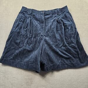 Karen Scott Corduroy Shorts Size 18 Navy Blue Pleated